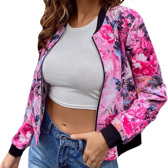 Pink Floral 🌸 Satin Jacket Size Small 🌸 NEW! - Picture 10 of 15
